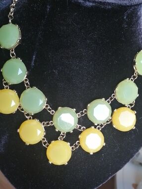 J.Crew Statement Yellow and Sage Green Bib Vintage Necklace